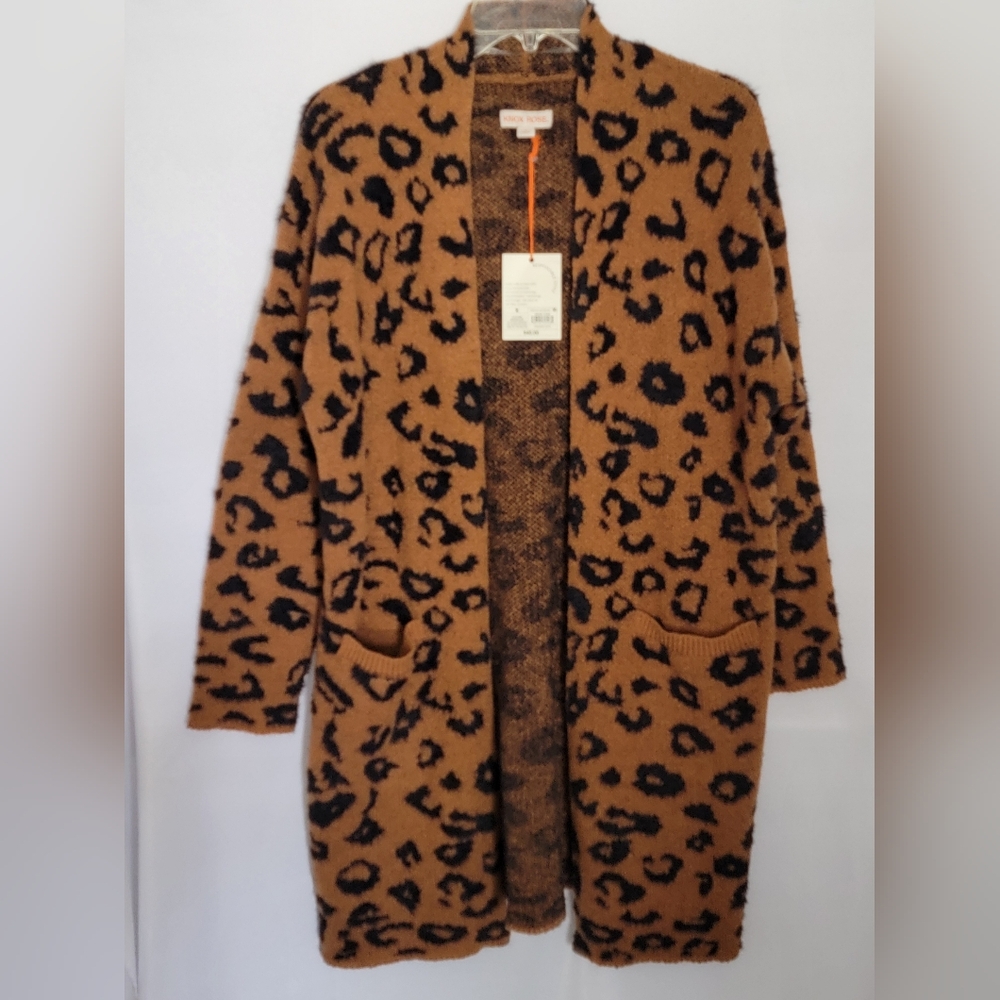 NWT Knox Rose Trendy Fall Animal Print Cardigan/Jacket Size S